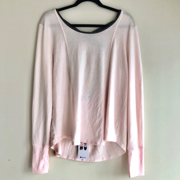 Alo Yoga Lotus Fleece Long Sleeve Top Pink - Picture 2 of 3